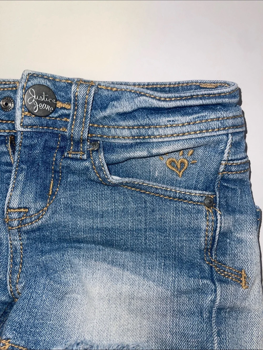 Justice Premium Girls Jeans Size 7S Slim - Light Wash Denim
